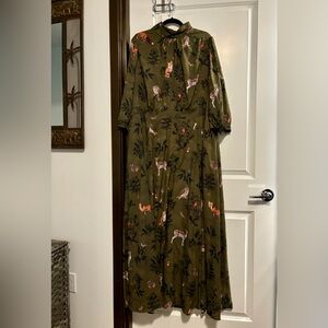 Eshakti High-Neck Maxi Dress Forest Animal Print